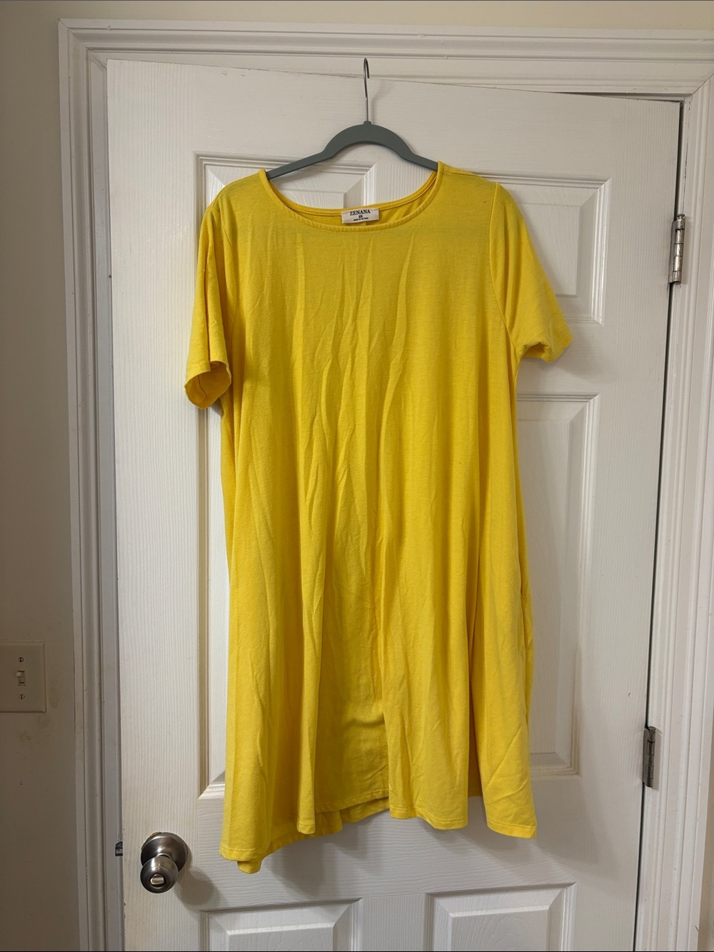 Zenana Outfitters Yellow Short Sleeve Swing Dress